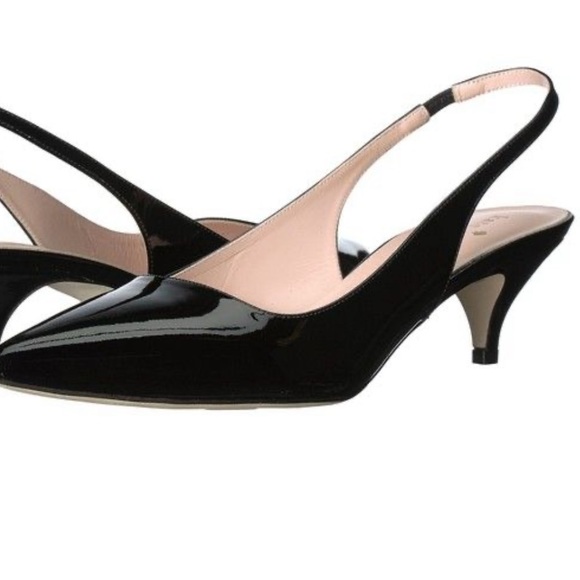 Kate Spade Ocean Black Patent Leather Sling-Back Pumps - Picture 2 of 9